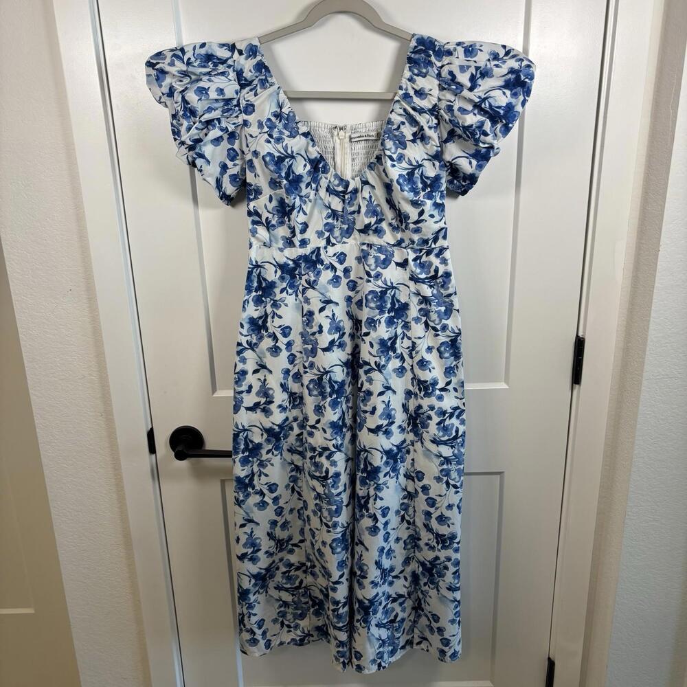 Abercrombie & Fitch White and Blue Floral Midi Dress - Picture 2 of 8